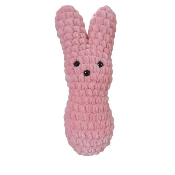 Handmade Pink Soft Plush Crochet Amigurumi Peep Bunny Stuffed Animal For Ages 4+ - Picture 1 of 7
